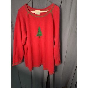 Quacker Factory Red Ugly Christmas Sweater Women's 1X– Holiday Tree Pullover Y2K
